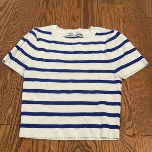 Zara blue striped crop top